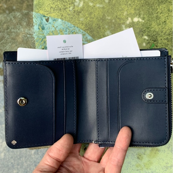 KATE SPADE Cameron Lemon Zest SMALL L-ZIP BIFOLD WALLET! I.D. Window Coord Set - Picture 3 of 7